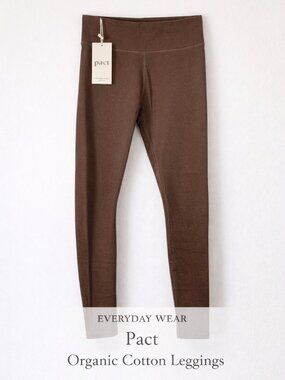 Pact Organic Cotton Leggings Brown High Rise Stretch S NWT
